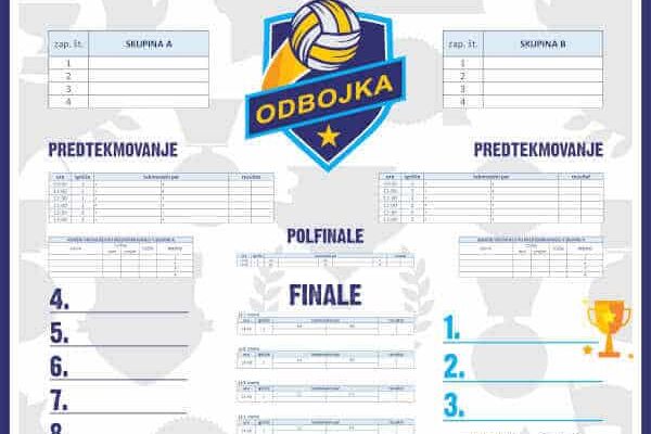 Športni festival Razpredelnica športnega turnirja v odbojki programa športni festival za team building aktivnosti
